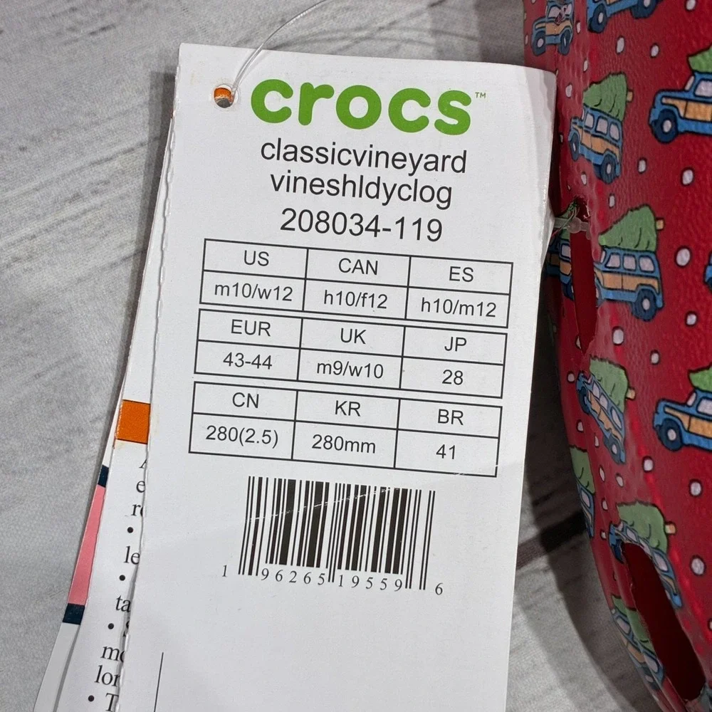 Crocs‎ x Vineyard Vines Classic Clog M10 W12 Holiday Jibbitz Christmas
